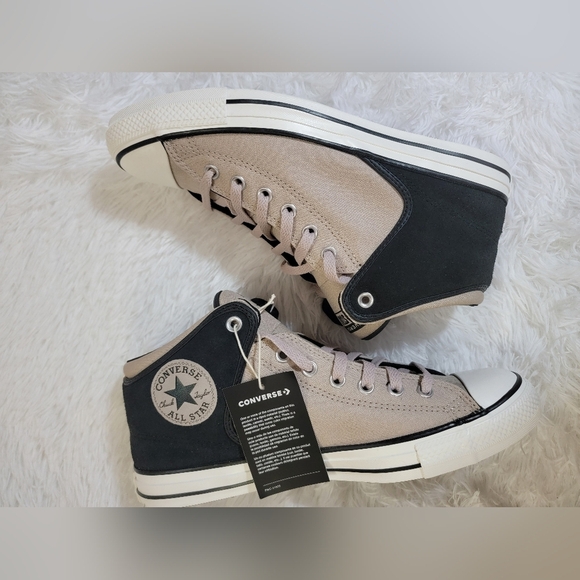 Converse Men's Black and White Mid-Top Sneakers - Picture 7 of 14